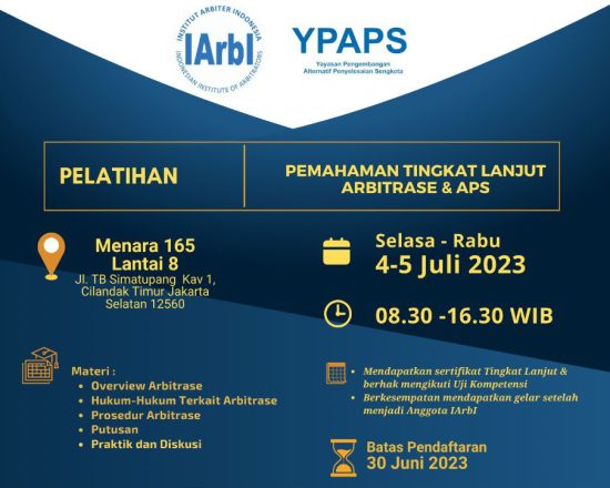 Pelatihan Tingkat Lanjut Arbitrase & APS