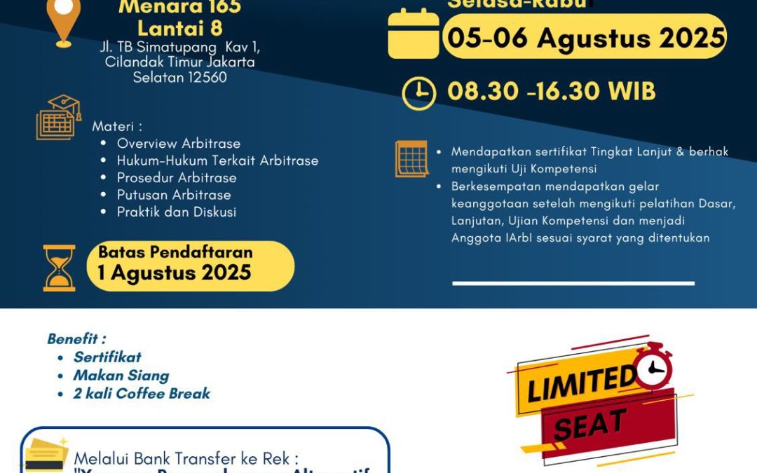 Pelatihan Tingkat Lanjut Arbitrase & APS Agustus 2025