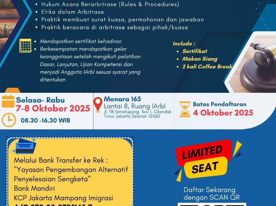 Pelatihan Pemahaman Dasar Arbitrase & APS Oktober 2025